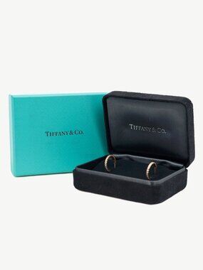 Tiffany & Co. Metro 18k Gold & Diamond Hoop Earrings